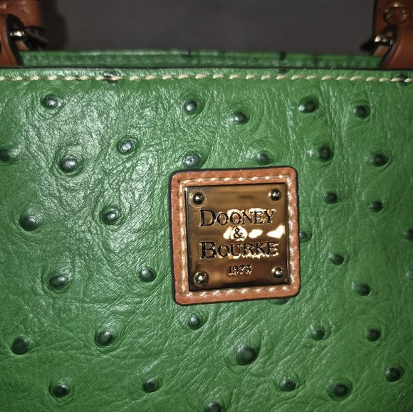 Dooney & Bourke Green Ostrich-Embossed Tote *rare - Picture 5 of 8